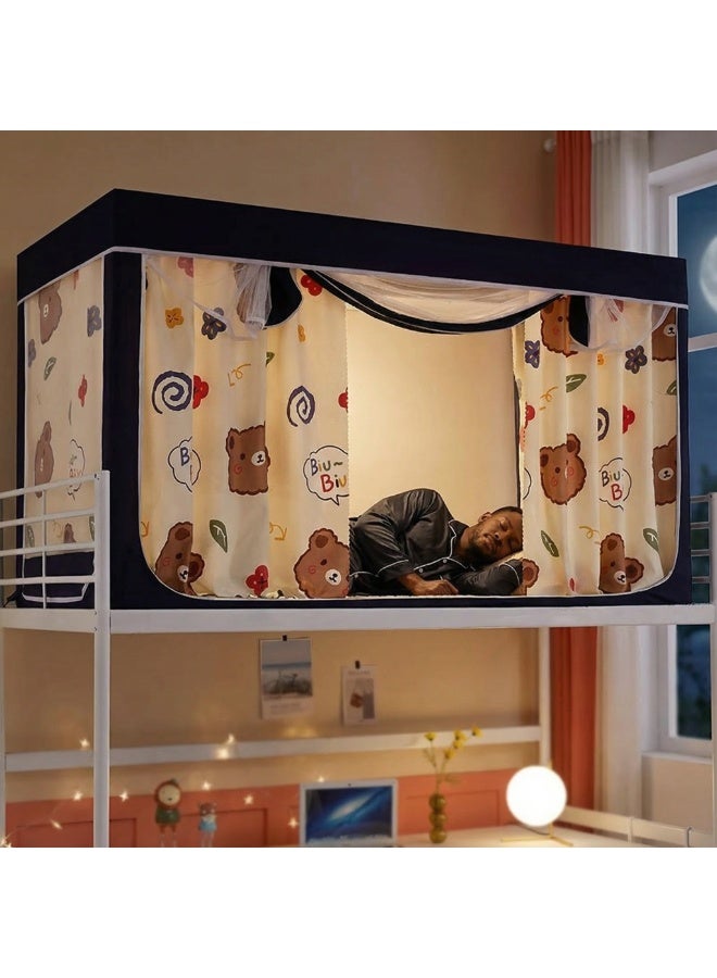واي آند دي عتيم على المرسى العلوي Bunk Bed Curtains للنوم غرفة نوم مضاد للضوء زخرفة زميلة الغرفة الخصوصية غطاء المظلة الصورة الخلفية ديكور Backdrop تعتيم الستار 6 لوحات مع أعلى - Image 5